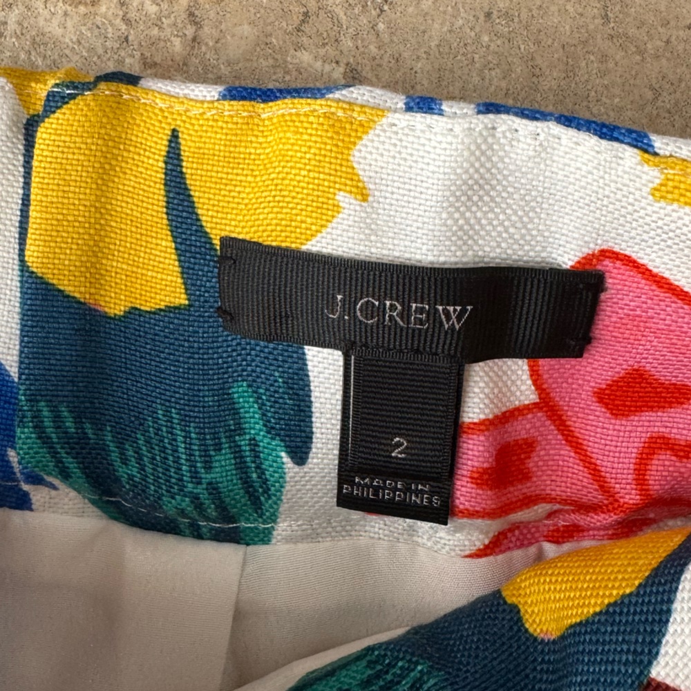 J.Crew Floral Lyocell, Linen Skirt, Size 2 - Picture 4 of 11